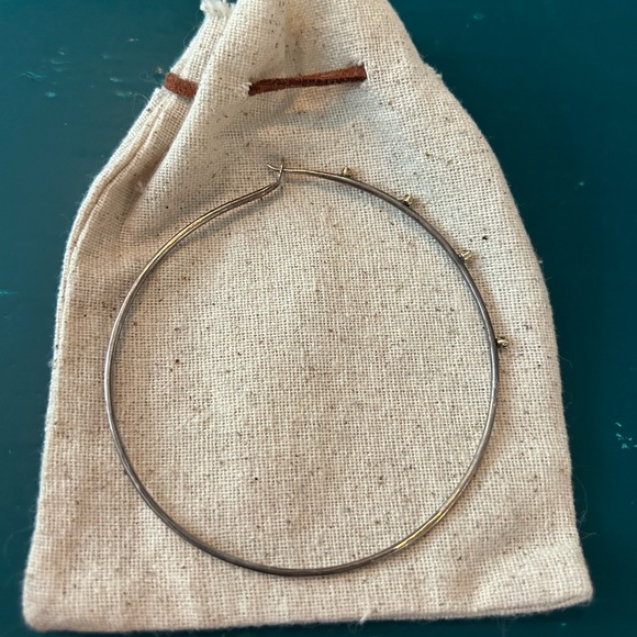 EUC Jes Maharry starlight Diamond 14k and sterling 3” hoop earrings - Picture 4 of 7